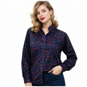 SCOTT BARRIE 100% Silk Abstract Blouse - Vintage 80s Size 6